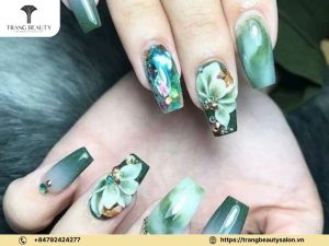 Mẫu nail vân đá xanh